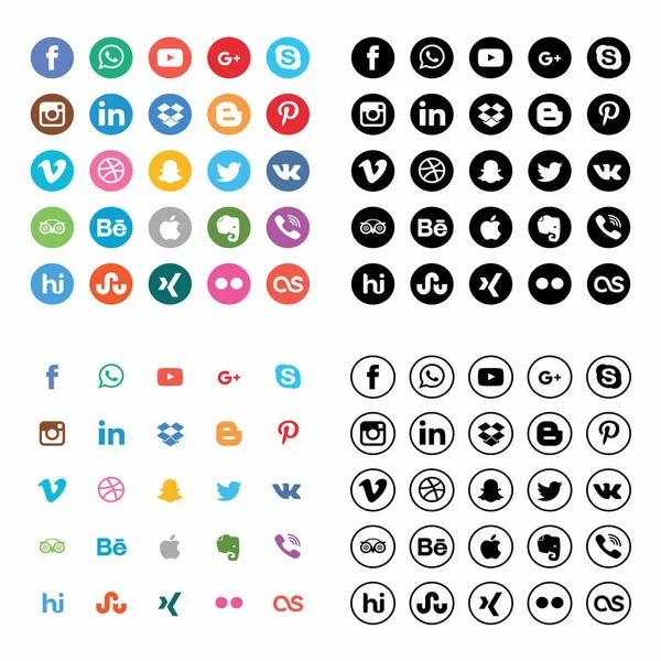 Conjunto de iconos web de redes sociales — Archivo Imágenes Vectoriales