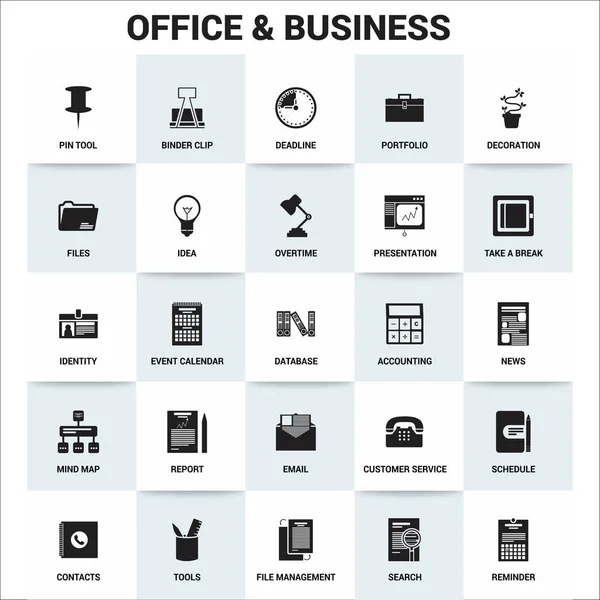 Office and business flat simple icons Stock Vector