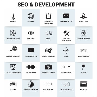 SEO ve geliştirme daire basit simgeler