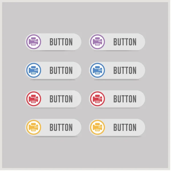 Conjunto de botones de impresora de oficina — Vector de stock