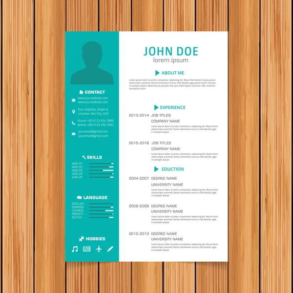 Resume template for job applications — Stock Vector