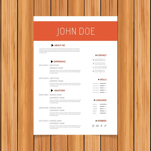 Resume template for job applications — Stock Vector