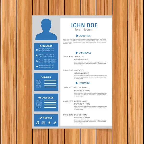 Modèle de CV pour les demandes d'emploi — Image vectorielle