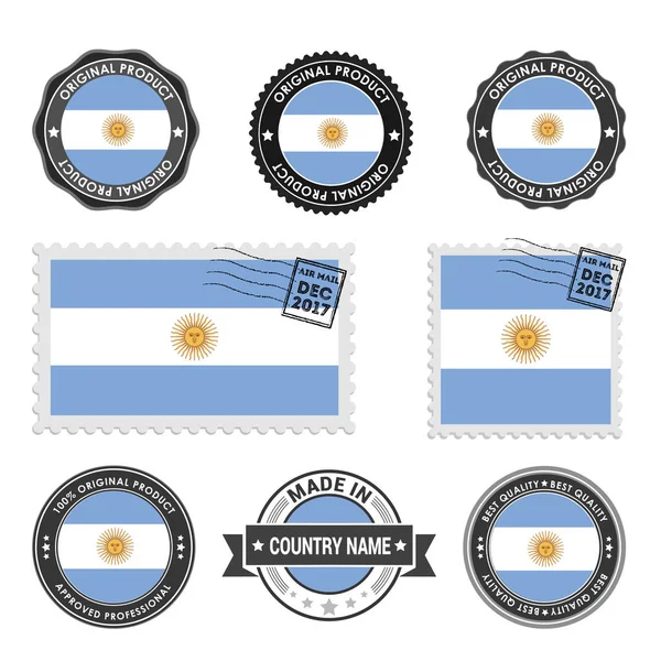 Conjunto de sellos de colores Argentina — Vector de stock