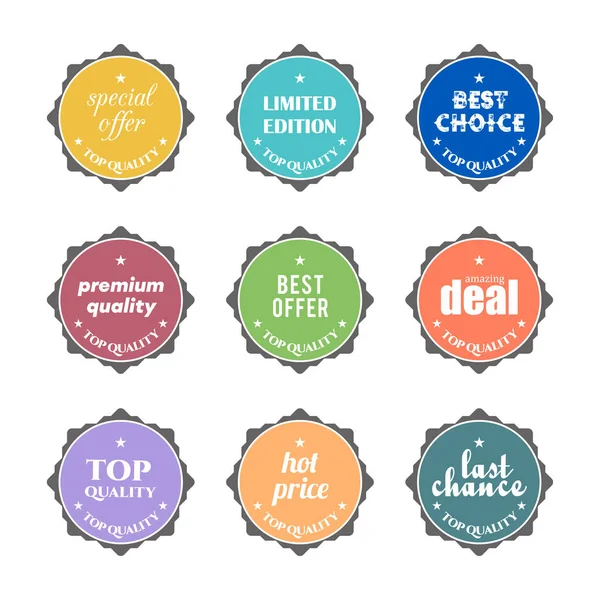 Set of flat design sale stickers — Stock Vector