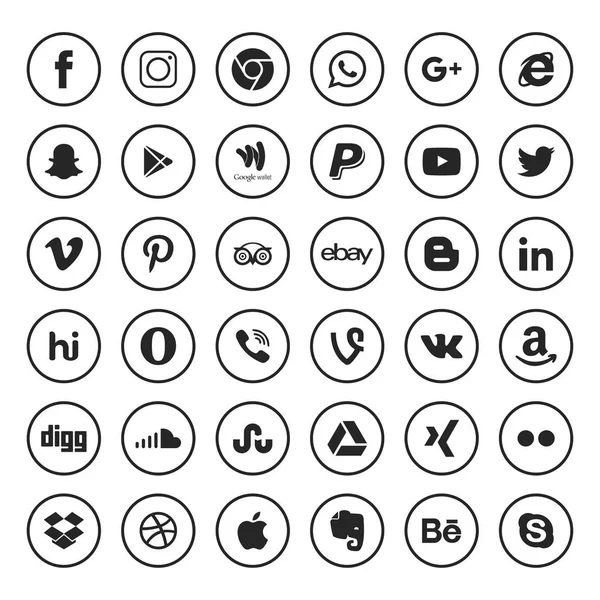 Conjunto de iconos web de redes sociales — Archivo Imágenes Vectoriales