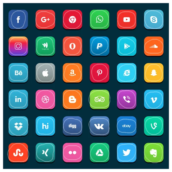 Conjunto de iconos web de redes sociales — Vector de stock