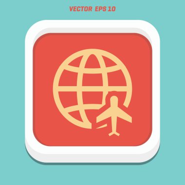 Seyahat Dünya ve uçak simgesi