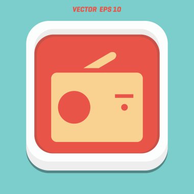 Retro radyo düz simgesi