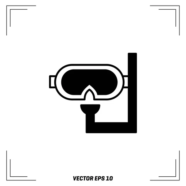 Máscara de buceo icono plano — Vector de stock