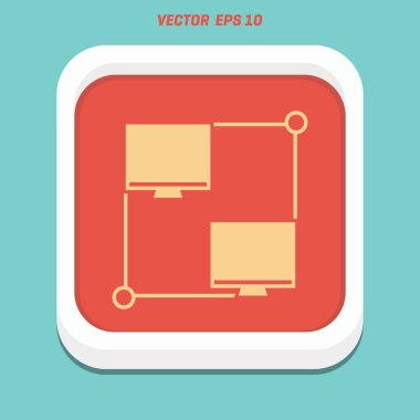 Bağlı bilgisayarlar düz simgesi