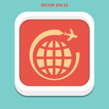 Seyahat Dünya ve uçak simgesi