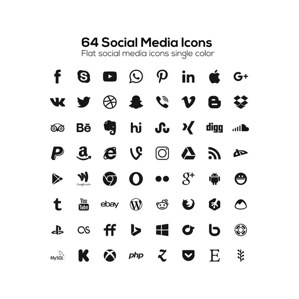 Conjunto de iconos populares de redes sociales — Archivo Imágenes Vectoriales