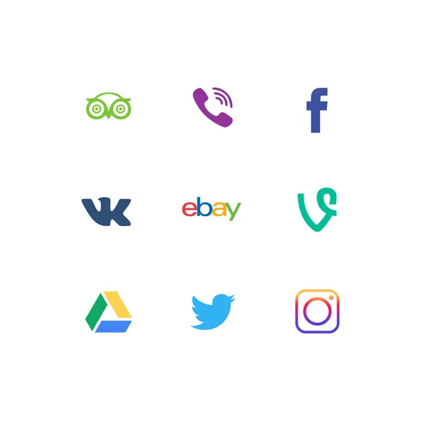 Conjunto de iconos populares de redes sociales — Vector de stock