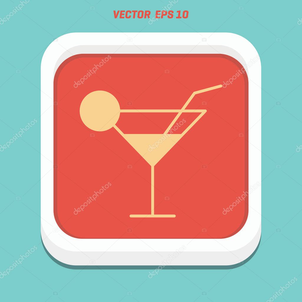Cocktail flat icon, vector, illustration