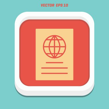 Pasaport Düz Simgesi