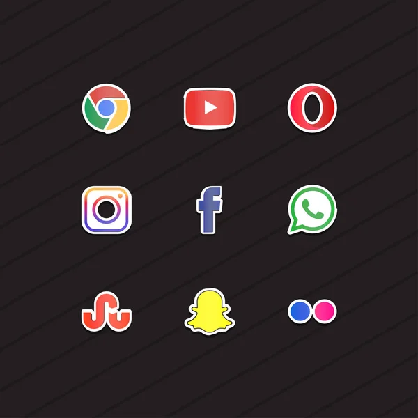 Ställa in populära sociala medier ikoner — Stock vektor