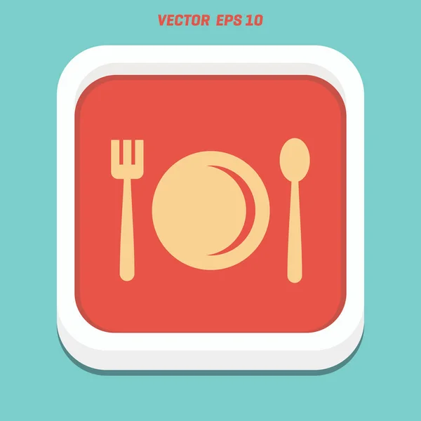 Plato con tenedor y cuchara — Vector de stock