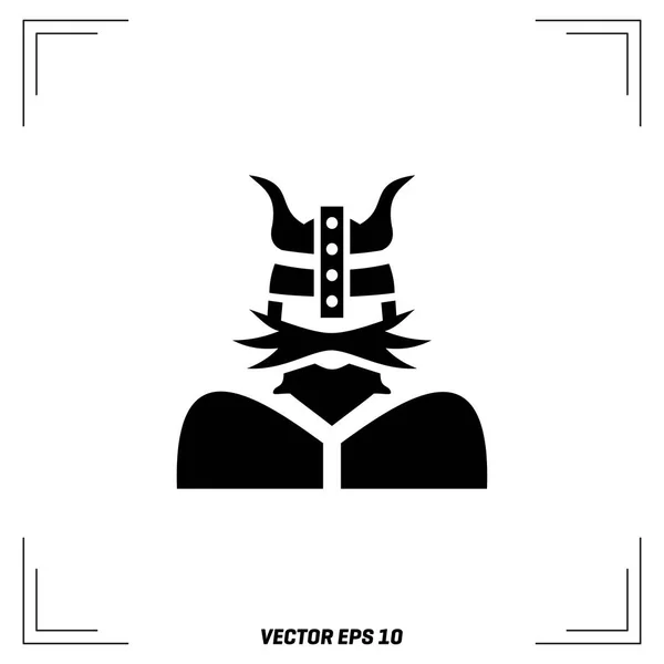 Viking em chifres capacete ícone plano —  Vetores de Stock