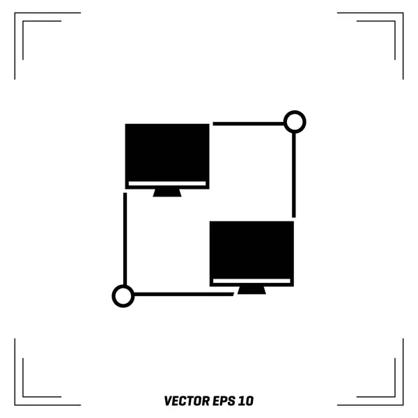 Icono plano de ordenadores conectados — Vector de stock