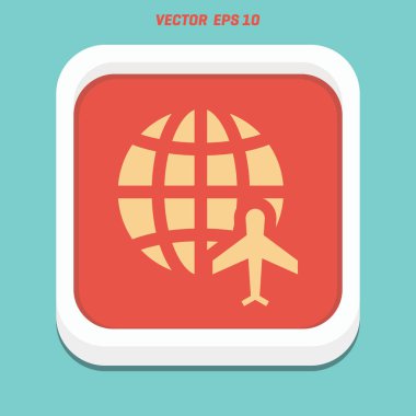 Seyahat Dünya ve uçak simgesi