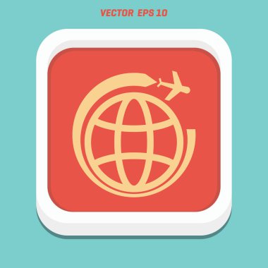 Seyahat Dünya ve uçak simgesi
