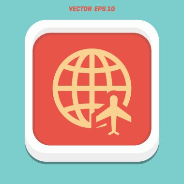 Seyahat Dünya ve uçak simgesi