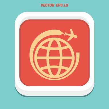 Seyahat Dünya ve uçak simgesi