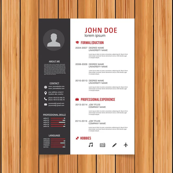 Stylish resume template — Stock Vector