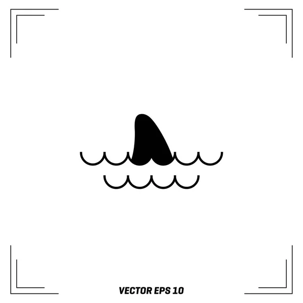 Icono de aleta de tiburón — Vector de stock