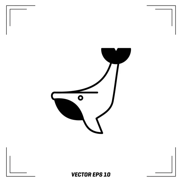 Icono plano de ballena — Vector de stock