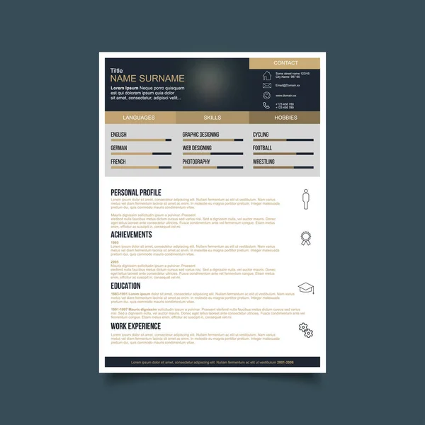 Stylish resume template — Stock Vector