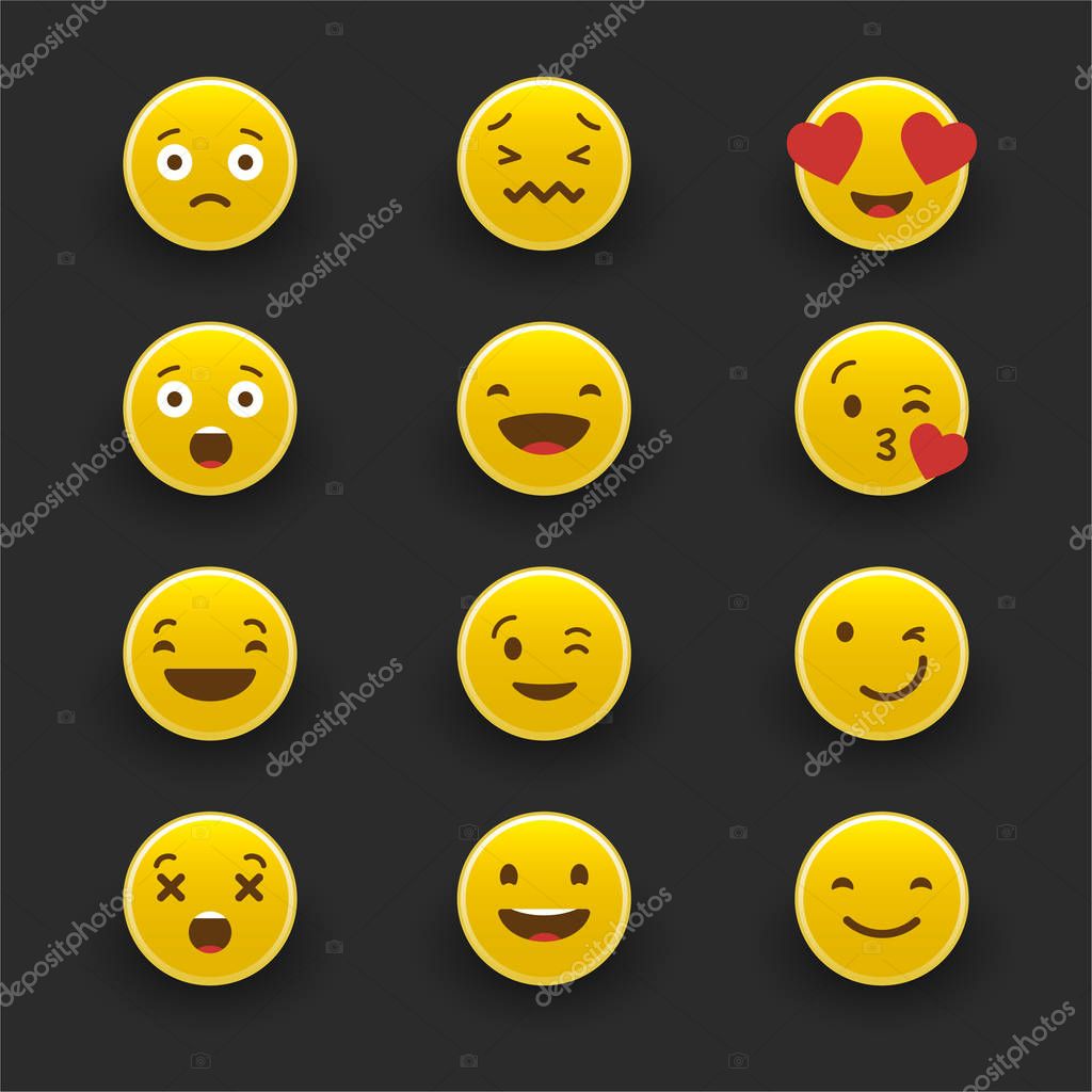 Set of yellow emoticons, vector, illustration