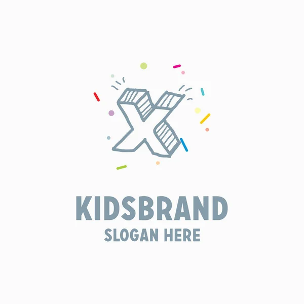 Шаблон логотипа детей с буквой x — стоковый вектор