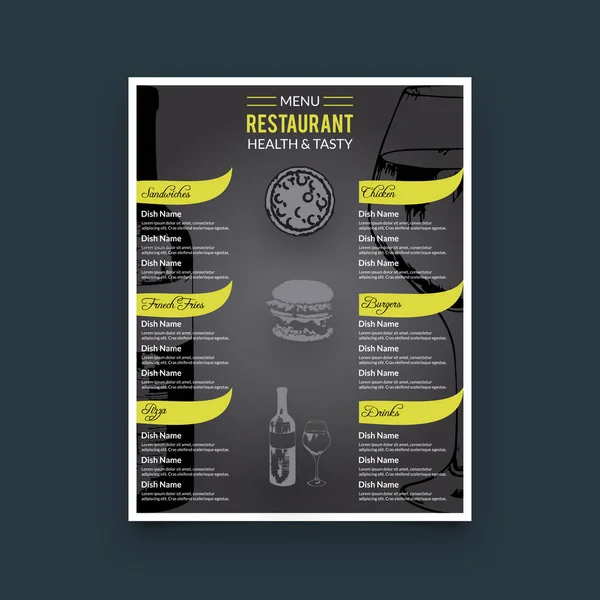 Restoran menü şablonu tasarımı — Stok Vektör