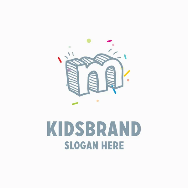 Kinder-Logo-Vorlage mit Buchstabe m — Stockvektor