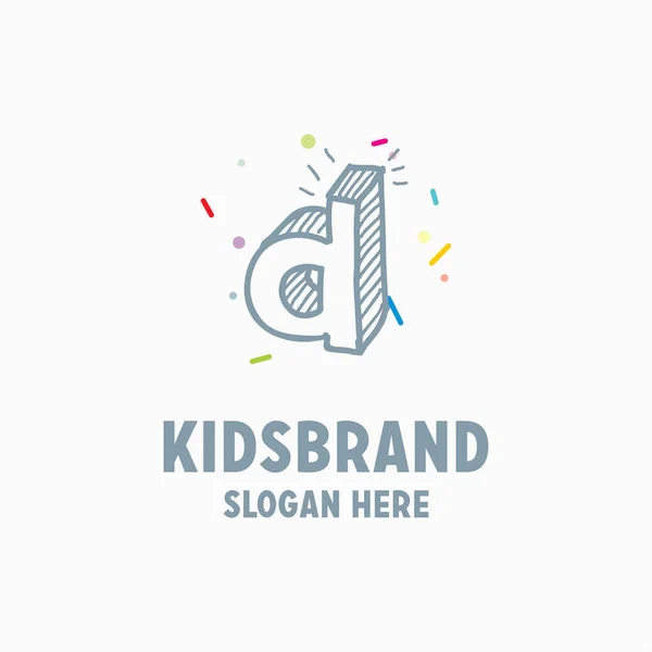 Kinder-Logo-Vorlage mit Buchstabe d — Stockvektor