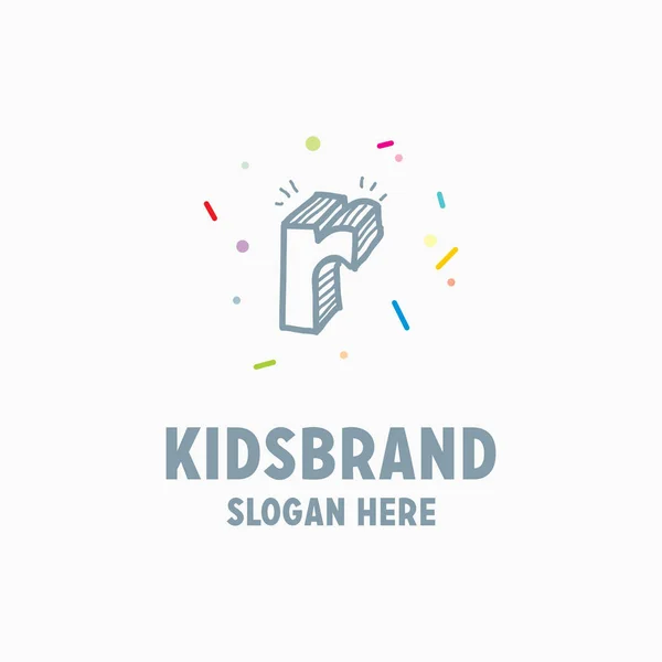 Kinder-Logo-Vorlage mit Buchstabe r — Stockvektor