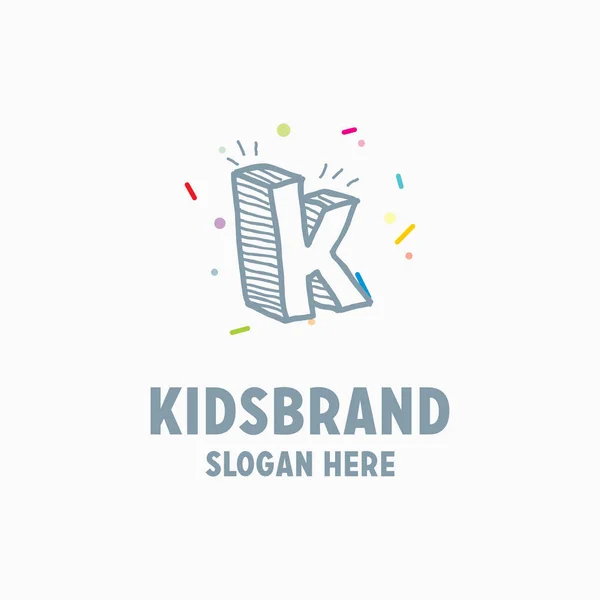Plantilla de logotipo para niños con letra k — Vector de stock