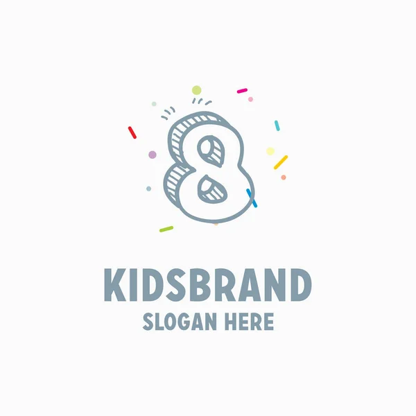 Kids logo template with number eight — Stock Vector