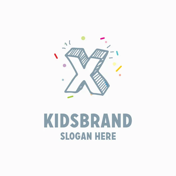 Szablon logo dzieci z literą x — Wektor stockowy