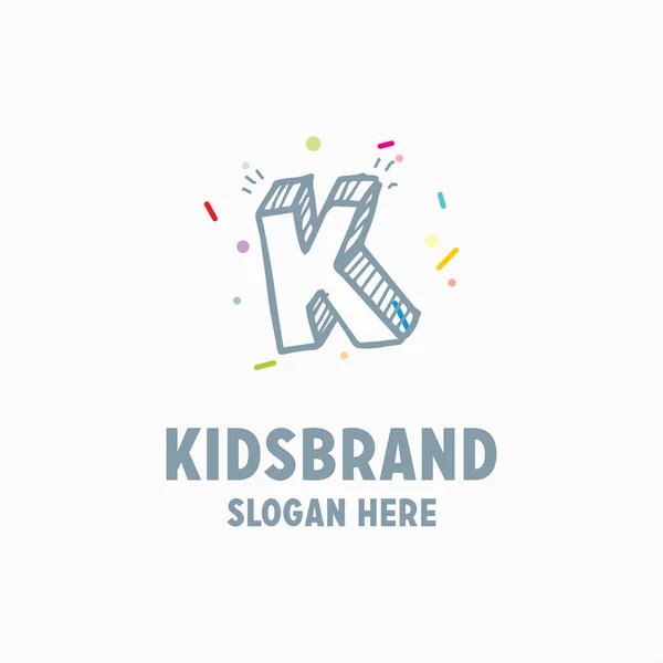 Modelo de logotipo de crianças com letra maiúscula K — Vetor de Stock