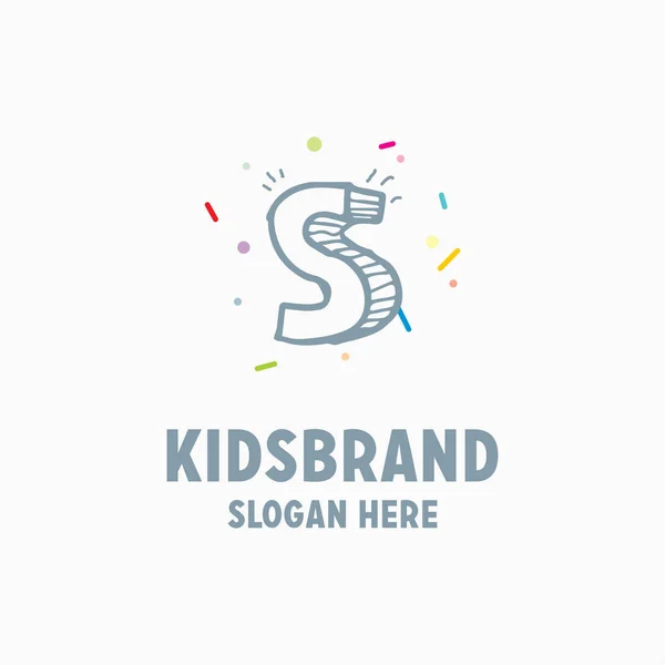 Modello logo per bambini con lettera maiuscola S — Vettoriale Stock
