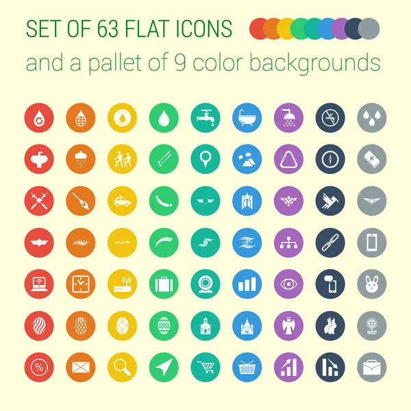 Set van mix plat pictogrammen — Stockvector