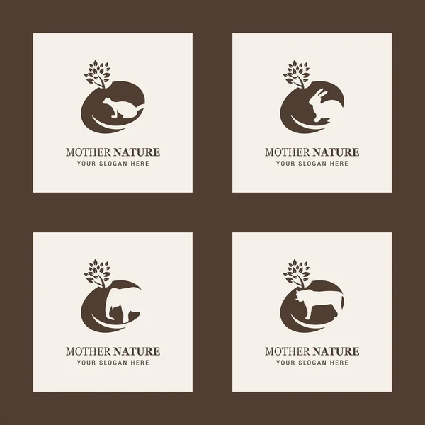 Logotipos de animais com letras Mãe Natureza —  Vetores de Stock
