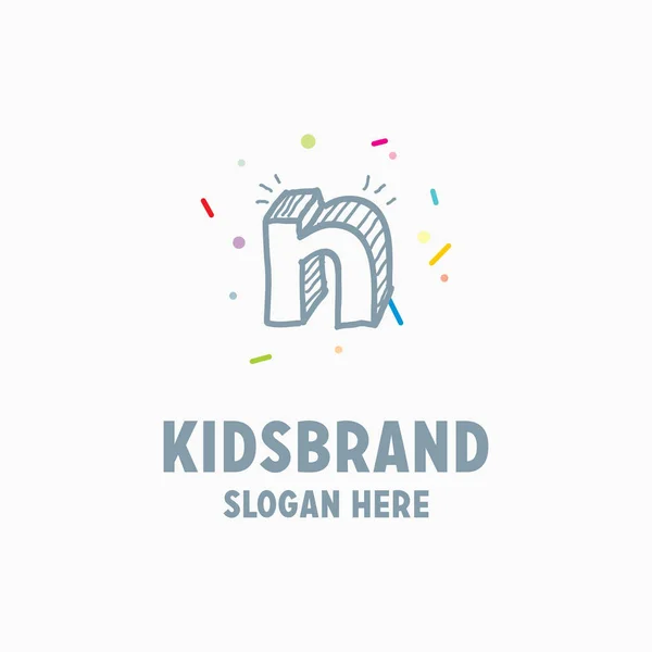 Modello logo per bambini con lettera n — Vettoriale Stock