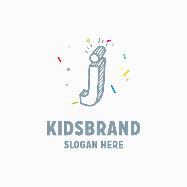 Modello logo per bambini con lettera j — Vettoriale Stock