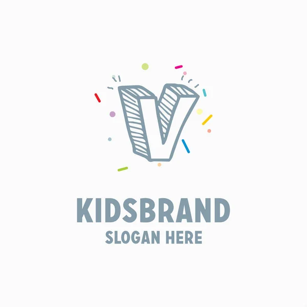 Plantilla de logotipo para niños con letra v — Vector de stock