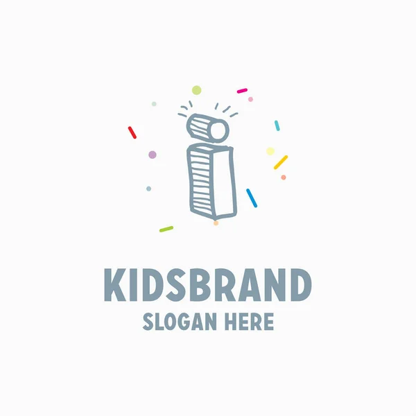 Kids logo template with letter i — Stock Vector