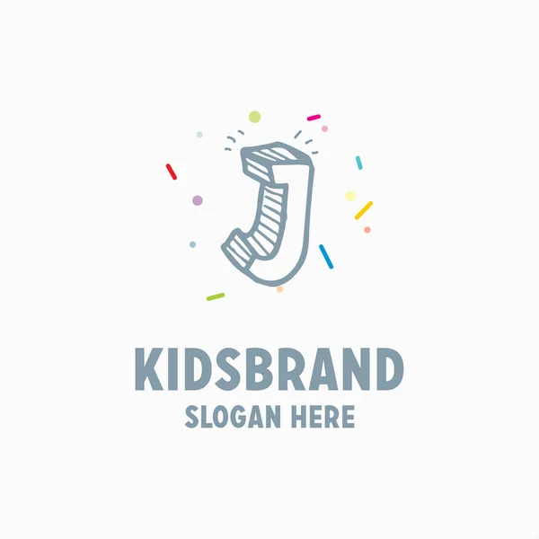 Modello logo per bambini con lettera maiuscola J — Vettoriale Stock